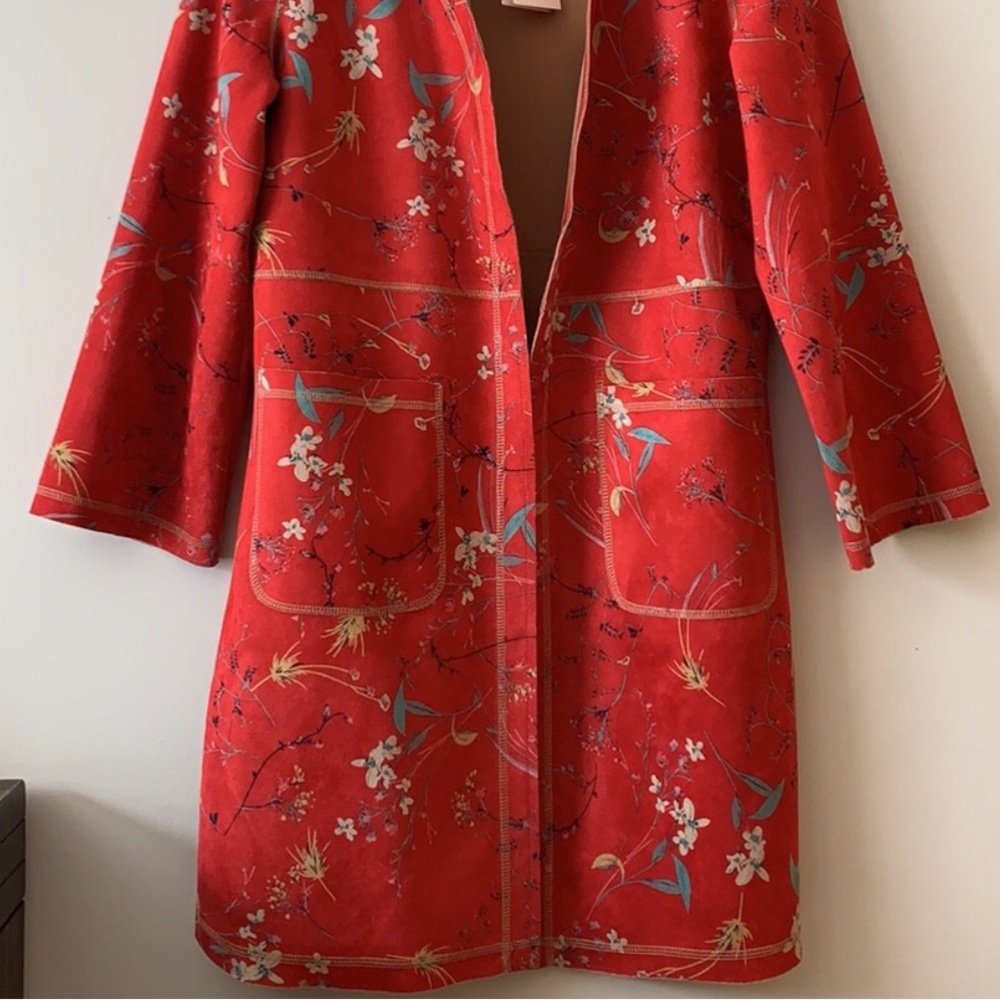 Solitaire faux suede open front long duster jacket *soft* medium Anthropology